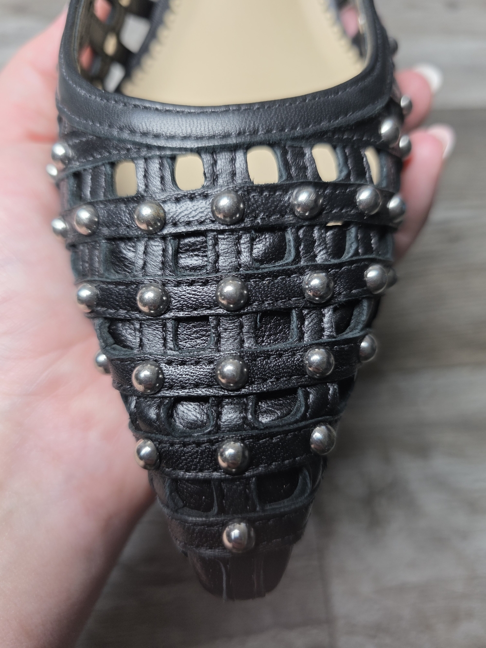 Cinq A Sept Rena Cage Studded Slingback Pointed Toe Pumps Sz 8.5 *NWOB - Picture 14 of 16